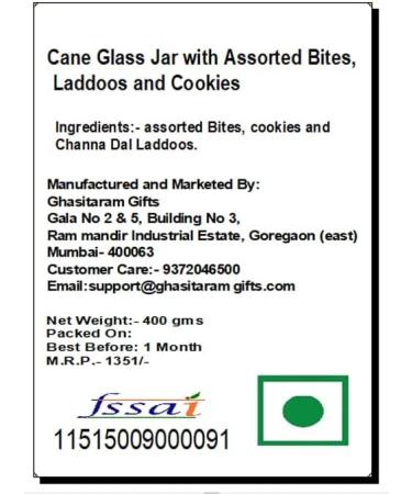 Ghasitaram Gifts Rakhi Gifts for Brothers Cane Glass Jar with Assorted Bites Laddoos and Cookies with Rudraksh Rakhi - Buy Online on GoSupps.com