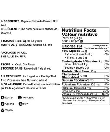 Organic Chlorella Powder 1lb - Non-GMO, Kosher, Vegan Superfood with Broken Cell Wall - Rich in Vitamins & Minerals - Great for Drinks - Bulk Pure Green Protein - Buy Online on GoSupps.com