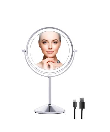 ILLUMAXINF Makeup Mirror with Lights for Makeup Desk  10X Magnifying/Rechargeable/3 Color Lighting Usb