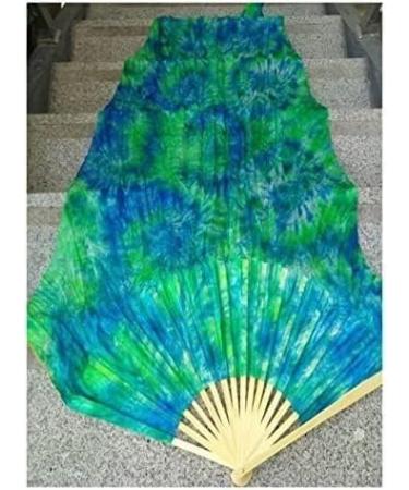 Professional Belly Dance Silk Veils - Long Compartments Multiple Sizes Black Flower on Green Background - Buy Online on GoSupps.com