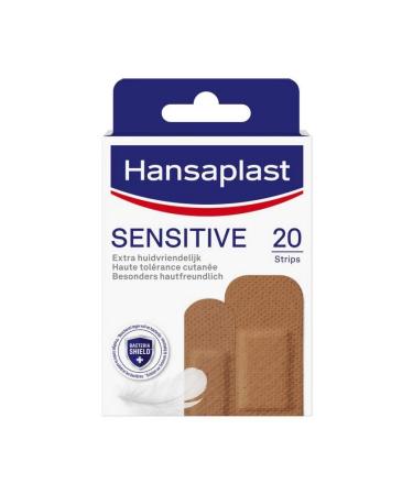Hansaplast sensitive skin tone pavement medium skin -friendly and hypoallergenic wound pavement with Bacteria Shield & Safe adhesive power painless plasters 20 strips medium (20 pieces) medium