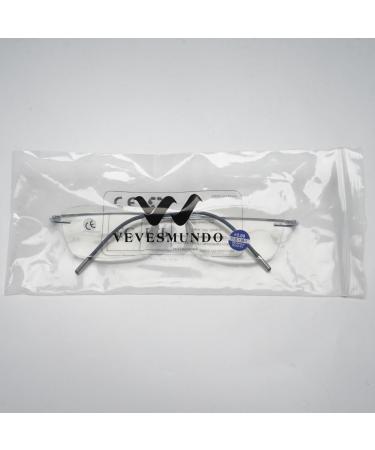 Vevesmundo Randlos Titan Reading Glasses - Anti Blue Light Ultralight Metal Visual Aid for Men - Frame-less Gray & Silver Options - Buy Online on GoSupps.com