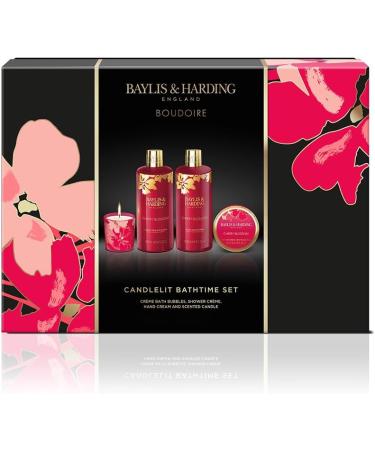 Baylis & Harding Boudiore Cherry Blossom Luxury Bathing Gift Set - Vegan Friendly Candlelit Bath Experience - Buy Online on GoSupps.com