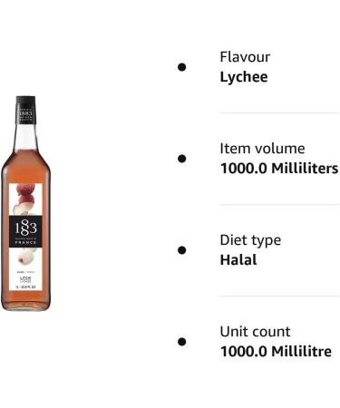 1883 Maison Routin Premium Lychee Syrup for Cocktails & Mocktails Glass 1L - Buy Online on GoSupps.com