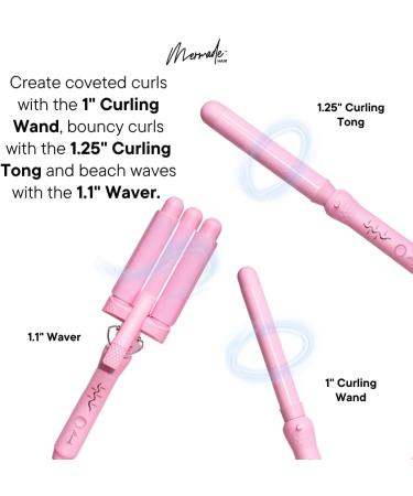 Mermade Hair Style Wand | 3 in 1 Interchangeable Curling Iron for Beach Waves - International Shipping Available - Buy Online on GoSupps.com