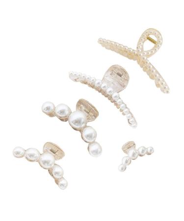 Hair clips 5 pieces Pearl Thick Hair Jaw Clips hair clipping jaw bracket indoor outdoor hair handle hairpins for women and girls