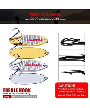 PROBEROS Bass Fishing Spoons Lures - 10 Pcs Pack, Hard Metal Spoon with Treble Hooks for Jigging Bait Tackle - Silver and Gold 28g-1oz - Buy Online on GoSupps.com