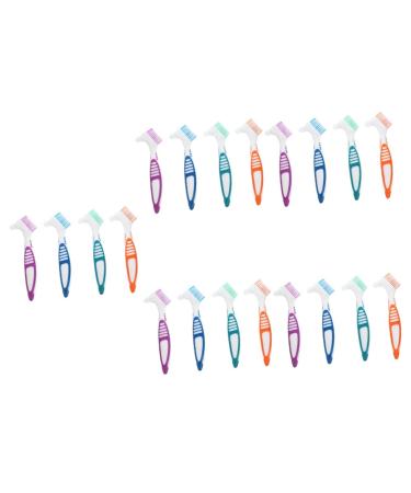 Fomiyes 20 STK toothbrush to clean mouth prosthesis brush device prosthesis cleaning brush for the household dentures adult detergent chemicals tool colored rubber TPE