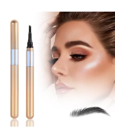 Magic 4 Tip Eyebrow Pencil 3D Waterproof and Sweat-proof Microblading Eyebrow Pencil Contouring Pen Long Lasting Eyebrow Brush Microblade Eyebrow Pencil for Natural Makeup (Black)