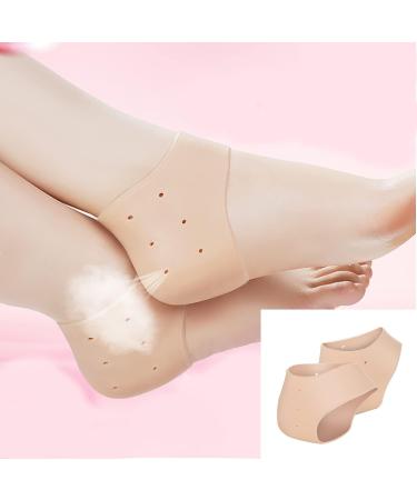 Silicone Gel Heel Sleeve 4 Pairs - Breathable Cushion for Plantar Fasciitis Relief - White & Nude - Buy Online on GoSupps.com