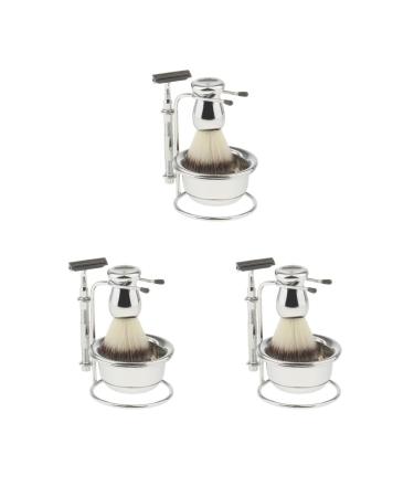 Beard Shaving Set for Men with Shaving Brush Shaving Bowls Safety Stand 3 Pieces 3 Set (As Described)