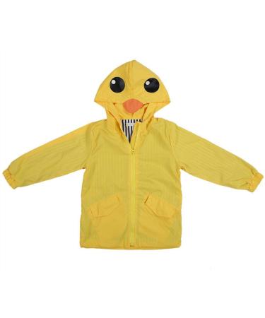 Baby Duck Raincoat Summer Baby Boy Girl Duck Waterproof Cute Cartoon Hoodie Zipper Lightweight Rainwear Coat Outfit(90)