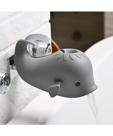 Faucet Cover Bathtub Baby Tub - Bath Spout Cover Baby Bathtub, Faucet Cover Baby Bathtub Silicone Whale for Kids, Toddler, Infant Grey