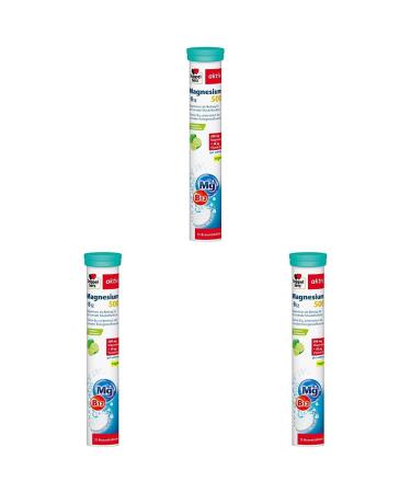 Double heart magnesium 500 + B12 - with magnesium and vitamin B12 to support normal muscle function - vegan - 15 effervescent tablets with lime flavor (pack with 3) 15 pieces (3 pack)