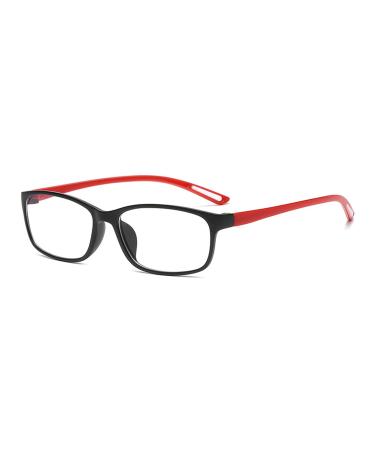 Classic Rectangle Eyewear Frame Blue light Blocking Full Rim Non-prescription Clear Lens Glasses(Red Arm) B4(red Arm) A (Blue Light Blocking)