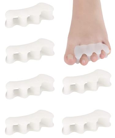 3 Pairs Toe Spacers to Correct Toes Soft Gel Toe Separators for Women Men Feet Pain Relief Toe Straighteners Bunion Corrector Toe Spreader for Overlapping Toes Hammer Toes (White)