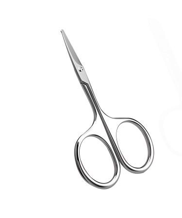 Stainless Steel Nose Hair Scissors Professional Ear and Nose Hair Trimming Scissors Curved Safety Blades with Rounded Tip for Eyebrows Eyelashes and Ear Hair (Silver)