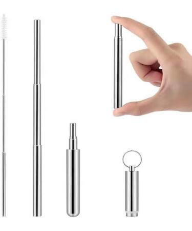 Portable Telescopic Straw with Aluminum Keychain and Case + Cleaning Brush Stainless Steel Drinking Straws forTravel (2PCS Red Blue) - Buy Online on GoSupps.com