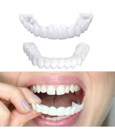 Flipped warm 2 pairs of false teeth for plug in veneers teeth set at the top and bottom immediate veneers teeth dental prosthesis cosmetic veneers teeth brightening dentures for bad teeth