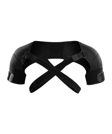 Adjustable Double Shoulder Support Brace Strap Wrap - Protector for Pain Relief | Black - Buy Online on GoSupps.com