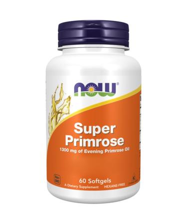 Now Foods Super Primrose (Evening Primrose Oil) 1300mg 60 Softgels Lab-Tested Soy Free Gluten Free Non-GMO