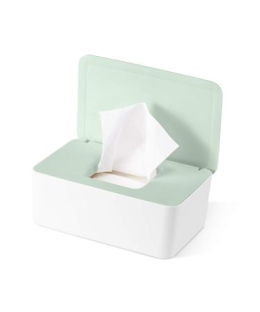 Wet wiping box plastic wet wipes Donation storage box for wet wipes napkin box with lid tissue storage case paper box baby towel case green cover on white