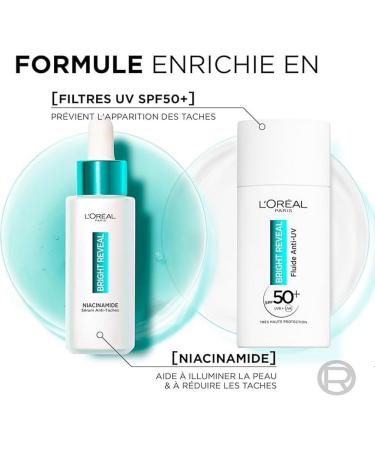  L'Oreal Paris L'Or al Paris - Anti-Dark Spot Routine - Serum & Anti-UV Fluid SPF50+ - Enriched with Niacinamide - Protects & Evens Skin Tone - For All Skin Types - Bright Reveal - Buy Online on GoSupps.com