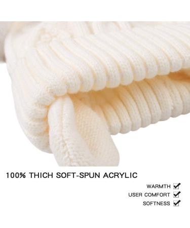 XIAOHAWANG Warm Kids Beanie | Winter Knitted Baby Hat with Pompom | 0-6 Months | White - Buy Online on GoSupps.com