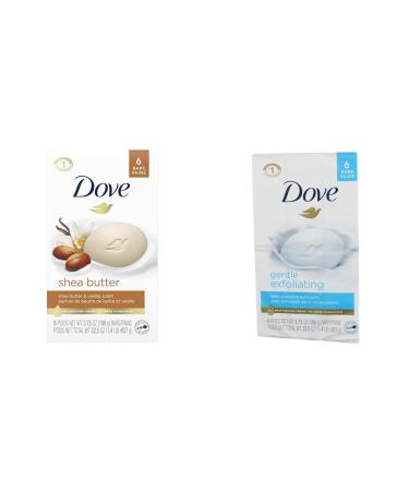 Dove Beauty Bar Shea Butter + Gentle Exfoliating for Soft Pampered and Smooth Skin | 12 Bars shea butter + soap Gentle Exfoliating