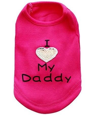 Small Dog Clothes XS Puppy Dogs Shirt I Love My Mom Mommy Dad Daddy Dog T Shirts for Small Dogs X-Small (2.2-3.3lb) Rose-Daddy - Buy Online on GoSupps.com