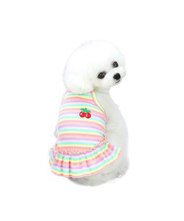 Barrageon dogs Kneid Sweet Princess Rock Clothing Cat puppy for small medium -sized Bowknot Pets Summer clothing Dog cat (Rosa -XL) Back length: 35 cm stripes - pink