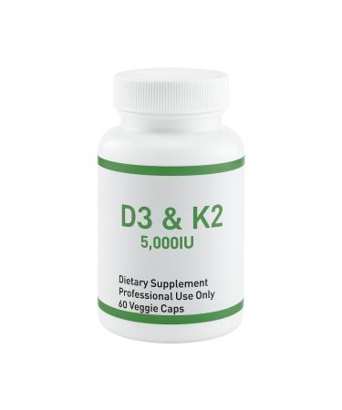 Chambers Supplements Professional D3 & K2 Supplement 5000IU Vitamin D3 with K2 MK-7 60 Veggie Capsules Supports Bone and Cardiovascular Health