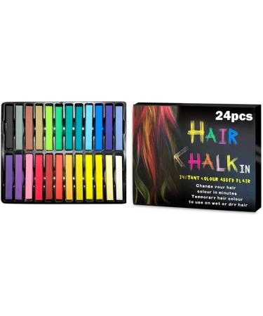 Hair Chalk 24-Color Set Non-Toxic Temporary Hair Dye Pastels for Women Girls Kids Teens and Adults - Easy to Apply Washable Vibrant and Safe Hair Coloring Solution H&Q - Buy Online on GoSupps.com