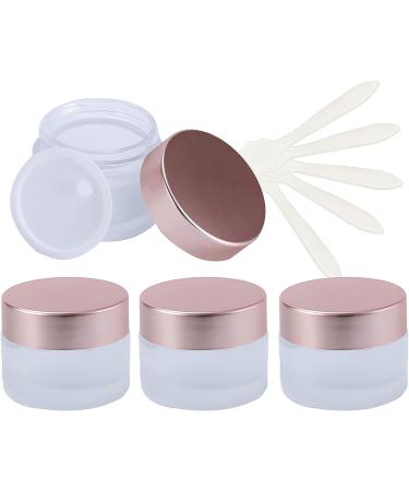 Plastic cosmetic jars empty jars 15ml Empty Face Cream Storage Containers Pots with Rose Lid Frosted Glass Cosmetic Jars (Color : Frosted Transparent Size : 20ml) (Color : Frosted Transparent Siz 15ml Frosted Transparent
