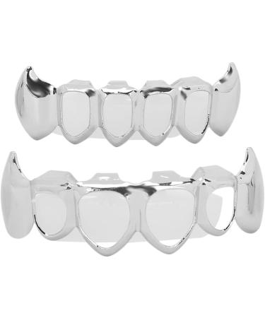 Plated Hip Hop Teeth Costume Hip Hop Teeth Compact Portable Hollow Exquisite Firm Brass for Dancing Party for Concert Gathering(Silver) - Buy Online on GoSupps.com