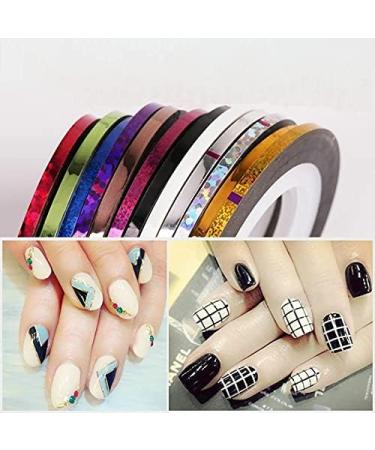 10 Rolls Mixed Colorful Nail Art Striping Tape Lines Width 3mm-Striping Tape for Nail Art-Nail Striping Tape Foil-Nail Striping Tape Thick-Nail Striping Tape with Dispenser-Self-Adhesive DIY Nail Art Tape - Buy Online on GoSupps.com