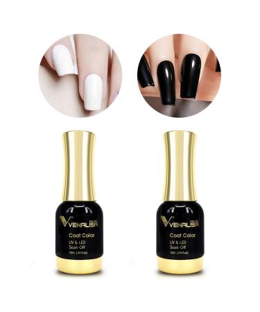 VENALISA Black & White Gel Nail Polish Kit - 2 Pcs Soak Off UV LED Nail Art Set for DIY Manicure at Home | International Shipping - Buy Online on GoSupps.com