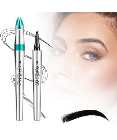 Upgrade Magic Eyebrow Pencil 2024 3D Waterproof Microblading Eyebrow Pen 4 Tipped Precise Brow Pen Waterproof Makeup Contouring Pen Fine Stroke Creates Natural Makeup Effect (Black B) Black B
