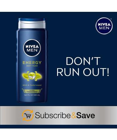 Nivea Men Energy Body Wash Bundle - 3 Pack, 16.9 fl oz Bottles with Mint Extract - Buy Online on GoSupps.com