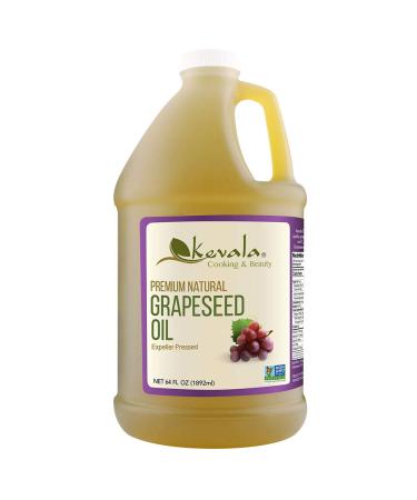 Kevala Grapeseed Oil, 1/2 Gallon (64 fl oz), Premium Natural, Expeller Pressed - Buy Online on GoSupps.com