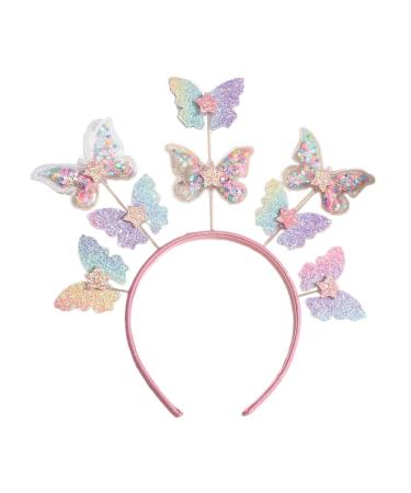 TQUXNGA Glittering Powder Headband Aesthetic Butterfly Hairhoop Festival Headdress Girls Party Headwear Valentines Hairpiece