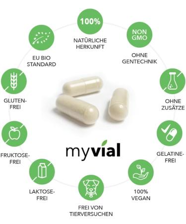 Myvial Bio Reishi Capsules - 120 Vegan Capsules (60-Day Supply) - 400mg Natural Ganoderma Lucidum - Plastic-Free Packaging - Buy Online on GoSupps.com