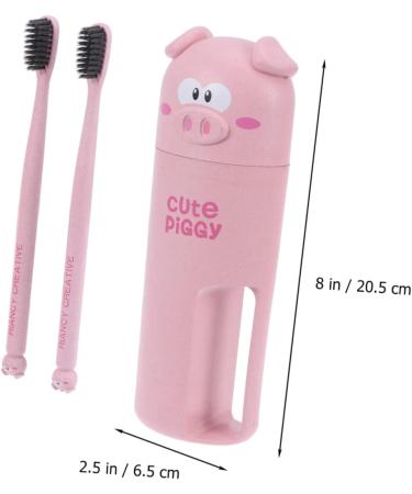 Zerodeko Cartoon Toothbrush Tumblers - Set of 2 Pink Bathroom Cups | Travel-Friendly Tooth Mugs (6.5x20.5 cm) - International Shipping Available - Buy Online on GoSupps.com