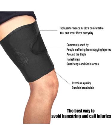 F+ Thigh Leg Support Brace Sleeve | Neoprene Compression - Ideal for Muscle Sprains, Tendinitis, Workouts, Sciatica Pain - Buy Online on GoSupps.com