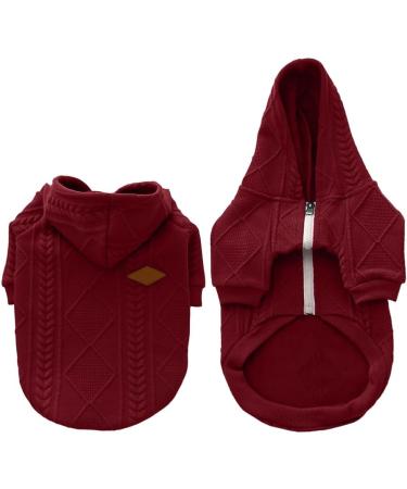 Meioro Cute Red Dog Sweater with Zip & Hood - Warm Winter Wear for Puppies Cats & French Bulldogs (Size M) - Buy Online on GoSupps.com