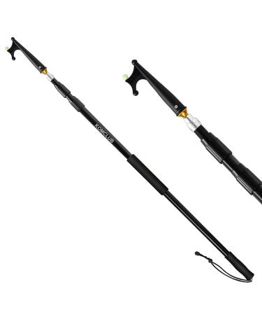 KOMCLUB Telescoping Boat Hooks for Docking 3 Stage Aluminum Push Poles Lightweight Floating Luminous Bead Design Non-Slip Rubber Handle Durable Boating Accessories Multi-Color Rust-Resistant Boat Gaff Black Fiberglass-12FT