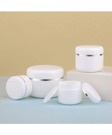Tianzd 5-Pack 20ml White Plastic Screw Top Cream & Gel Containers with Silver Band Lid - Ideal for Cosmetics & Ointments - Includes 5 Mini Spoons - Buy Online on GoSupps.com