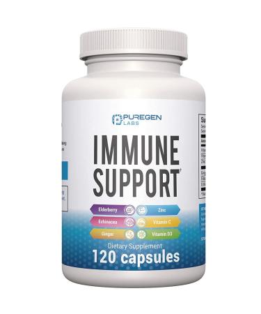 6 in 1 Immune Support 120 Capsules with Powerful Blend of Elderberry Echinacea Ginger Vitamin C 650mg Vitamin D3 5000 IU & Zinc Picolinate 30mg- Immune Booster Supplement for Adults and Kids