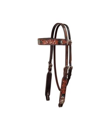 Circle Y Distressed Beaded Leather Browband Headstall for Horse, Walnut