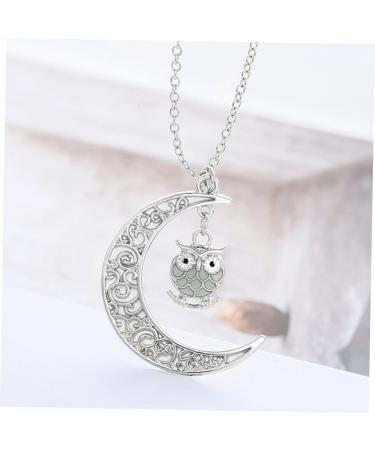jojofuny Moon Necklace Moon Pendant Necklace Owl Pendant Necklace Owl European and American Decorate Light Blue 50*3.5cm - Buy Online on GoSupps.com